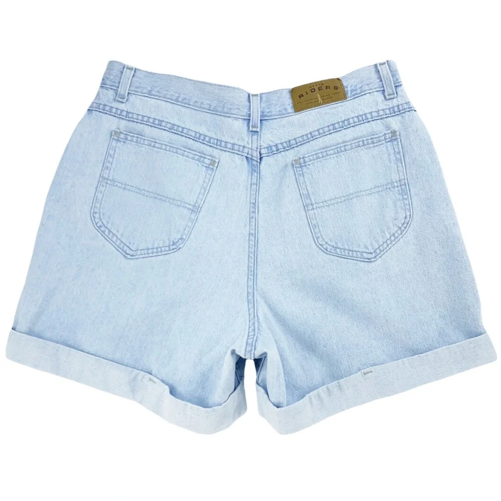 Vintage Lee Riders High Rise 100% Cotton Cuffed Light Blue Wash Jean Shorts - Picture 5 of 10